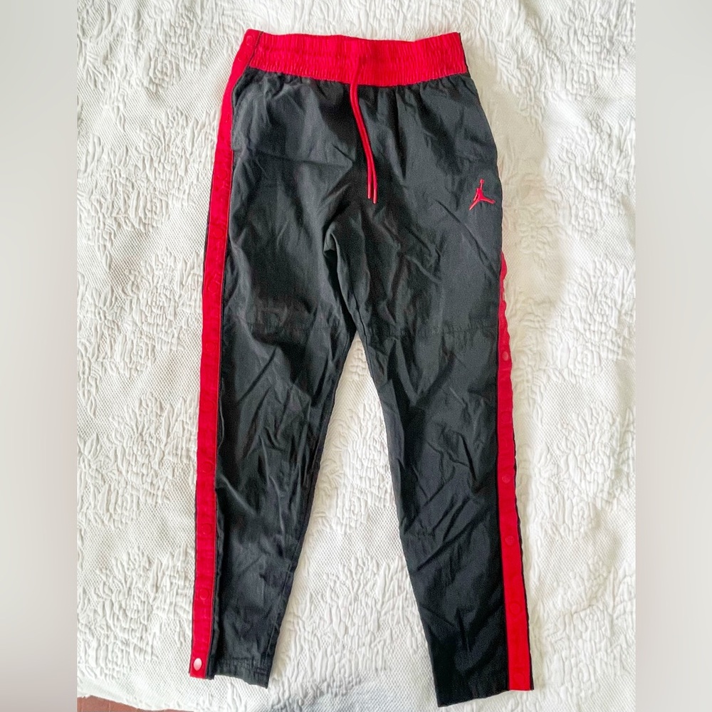 Vintage Y2K Air Jordan Logo Red Trim and Black Breakaway Warmup Pants 2000s Med